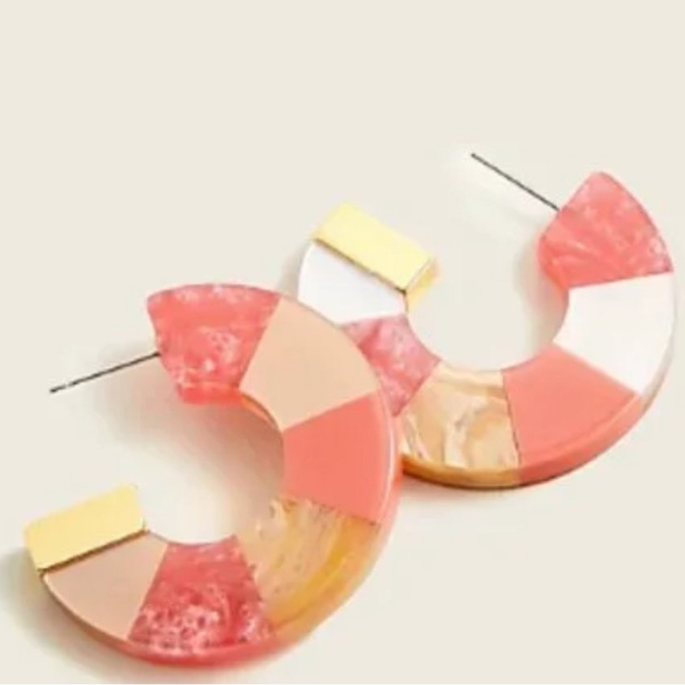 J Crew Nwt Pink And Gold Made In Italy Circular Earrings 45$